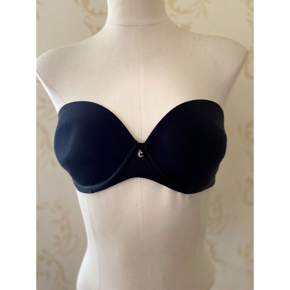 Ladies Chantelle 32DD Black Strapless Beautiful Bra - Picture 1 of 6